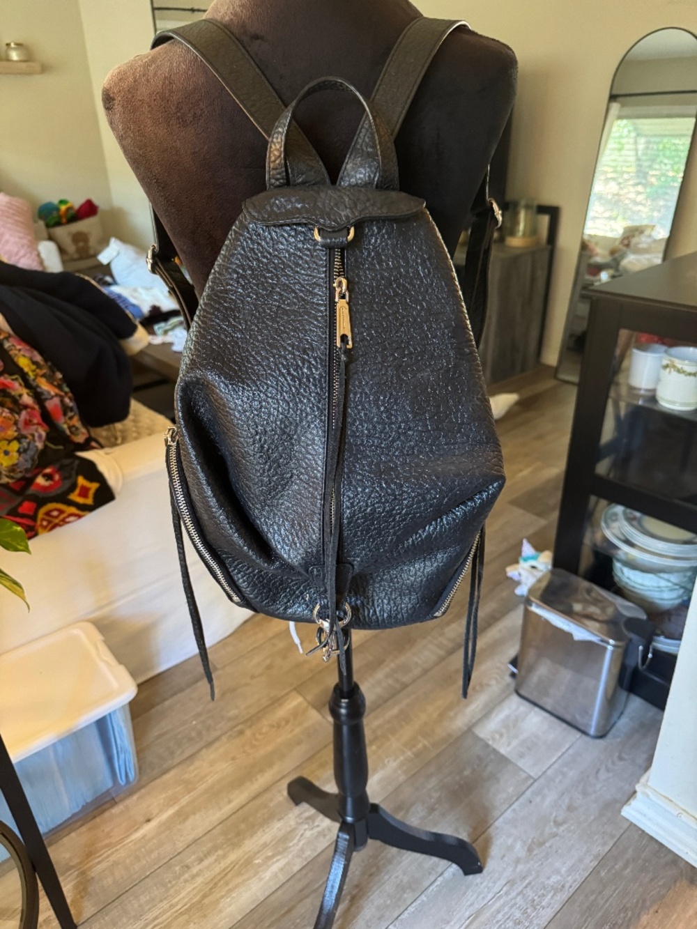 Rebecca Minkoff Julian Black Pebbled Leather Backpack